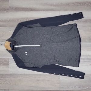 Under Armour Womens S Grey‎ Loose Coldgear Half Zip Warm Pullover Activewear
